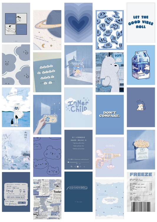 Cool Blue Wall Collage