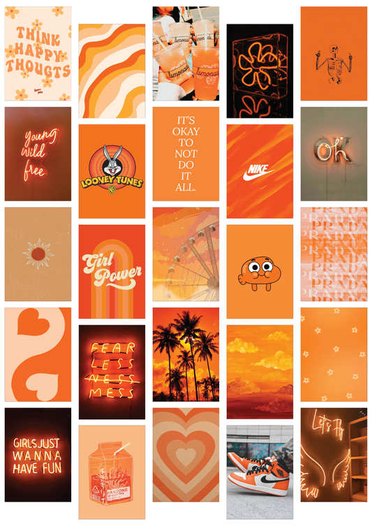 Tangerine Orange Wall Collage