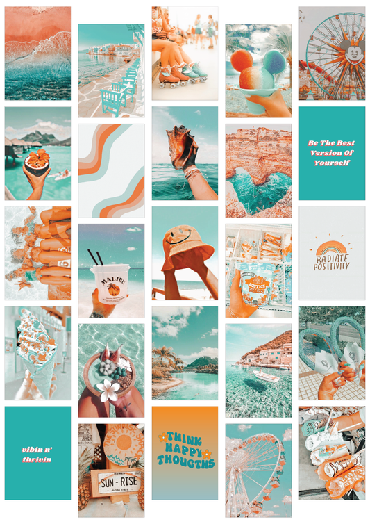 Peachy Teal Wall Collage